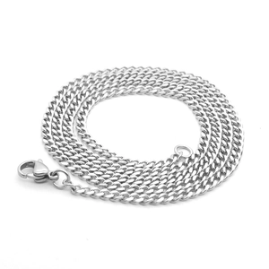 Collier chaîne gourmette en acier inoxydable 304 argenté avec fermoir mousqueton