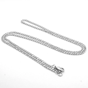 Collier Gourmette Minimaliste en Acier Inoxydable pour Hommes Femmes Couleur Argent Chaîne à Maillons Plats Bijoux Cadeau