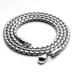 Collier Chaîne Box en Acier Inoxydable Minimaliste pour Hommes Femmes Unisexe Chaîne Vénitienne Polie Bijoux Cadeau
