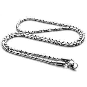 Collier chaîne vénitienne en acier inoxydable argenté poli avec fermoir mousqueton