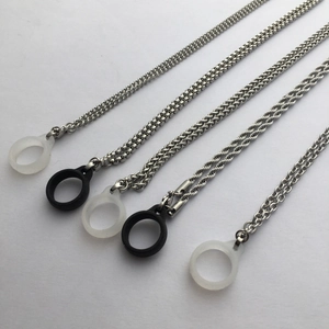 Titanium Steel Anti-Lost Lanyard Necklace With Silicone Ring For Portable Electronic Devices Universal Metal Chain Necklace For Men Women