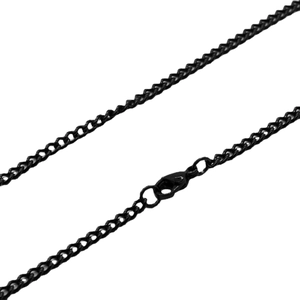 Minimalistische schwarze Edelstahl-Panzerkette für Damen und Herren mit Karabinerverschluss