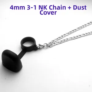 Detail of 4mm Figaro stainless steel chain with black silicone dust cover and clasp