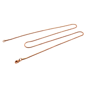Polished rose gold stainless steel snake chain necklace with secure lobster clasp