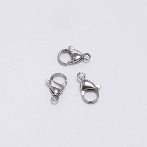 Three durable stainless steel lobster claw clasps for DIY necklace and bracelet crafting