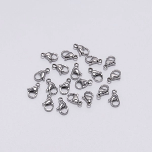 Polished silver stainless steel lobster clasps for DIY jewelry making and repair