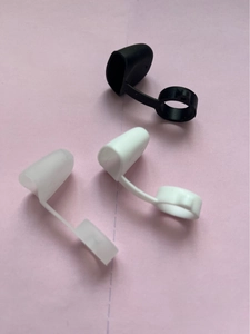 Three-piece set of silicone straw dust caps in black, white and translucent colors