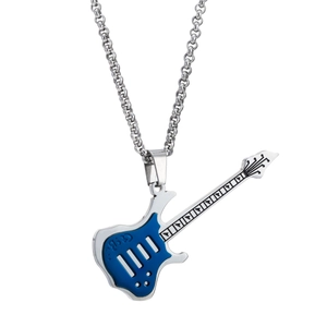 Colgante de Guitarra Eléctrica de Acero Inoxidable Tema Musical Estilo Rock Punk Solo Colgante Sin Cadena Para Hombre Mujer