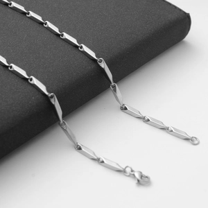 Edelstahl Rhombus Gliederkette Halskette Für Herren Damen Minimalist Hip Hop Stil Poliert Silber Mehrfarbig Schmuck