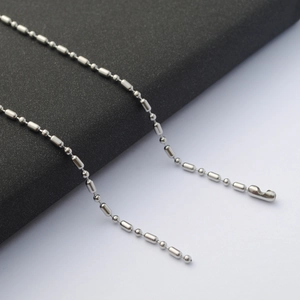 Minimalist Stainless Steel Ball and Bar Chain Necklace For Men Women Silver Metal Bead Cylinder Link Jewelry Accessory