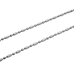 Polished stainless steel beaded chain necklace with alternating oval and round beads
