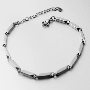 Gepolijste roestvrijstalen schakelarmband met karabijnsluiting en verstelbare verlengketting
