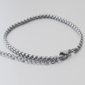Unisex Edelstahl Box-Kette Armband Verstellbare Venezianische Gliederkette Mit Hummerverschluss Silber Ton Modeschmuck