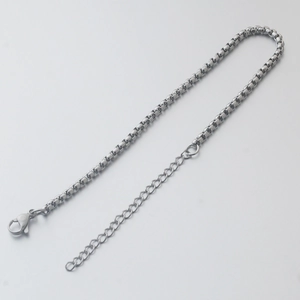 Poliertes Edelstahl Box-Kettenarmband mit Karabinerverschluss und verstellbarer Gliederkette