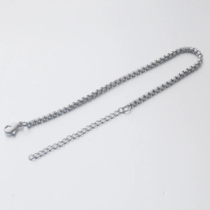 Poliertes Edelstahl Box-Kettenarmband in Silber mit verstellbarem Karabinerverschluss