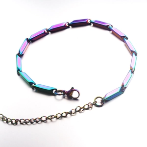 Bracciale a catena in acciaio inossidabile arcobaleno con chiusura a moschettone