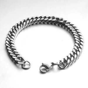 Bracelet cubain poli de style hip-hop pour hommes avec fermoir homard et fini brillant