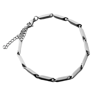 Gepolijst roestvrijstalen bamboe schakelarmband met karabijnsluiting en verlengketting