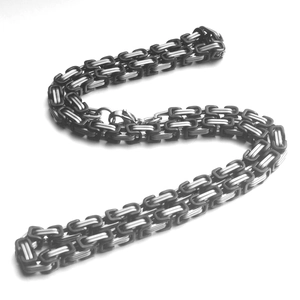 Industrial style men's black and silver stainless steel woven chain bracelet jewelry