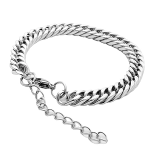 Bracelet cubain argenté pour homme avec chaîne réglable et petit pendentif en forme de coeur