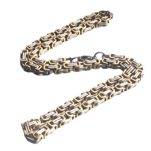 Byzantine chain bracelet for men in gold and silver stainless steel with lobster clasp