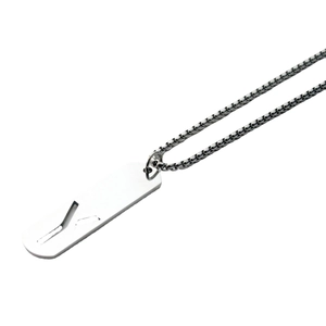 Titanium steel necklace with rectangular silver tag featuring letter Y on a bead chain