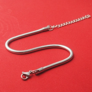 Bracelet maille serpent en acier inoxydable argenté avec fermoir mousqueton et extension