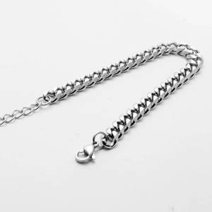 Poliertes silbernes Titanstahl-Panzerarmband für Herren und Damen mit verstellbarem Verschluss