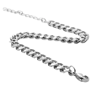 Polierte silberne Titanstahl-Panzerarmband für Herren mit verstellbarem Karabinerverschluss