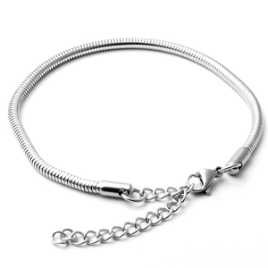 Bracelet chaîne serpent en acier inoxydable poli avec fermoir mousqueton réglable