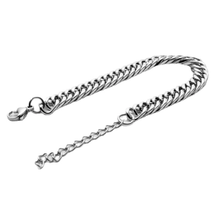 Zilveren heren hiphop Cubaanse schakelarmband met verstelbare sluiting en gepolijste finish