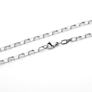 Collier Chaîne Maille Vénitienne en Acier Inoxydable pour Homme Couleur Argent Minimaliste Collier Long Bijoux Avec Fermoir Mousqueton