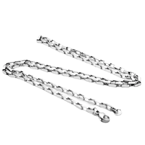 Collier chaîne box pour homme en acier inoxydable argenté avec fermoir mousqueton