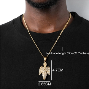 Gold-plated 18K stainless steel angel pendant necklace with sparkling cubic zirconia