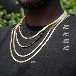 Flache 5mm Gold Schlangenkette für Herren in den Längen 45cm 50cm 55cm und 60cm Auswahl