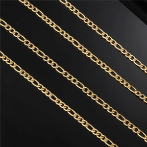 Golden 3mm stainless steel Figaro chain necklace with high-polished metallic finish
