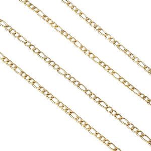 Classic 3mm golden Figaro chain necklace in polished stainless steel for hip hop style