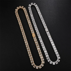 Hip Hop Baguette Kette für Herren mit Gold- und Silber-Finish und Zirkonia-Steinen