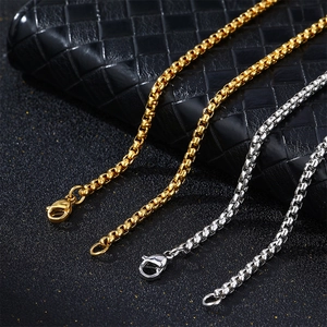 Collares de cadena veneciana de acero inoxidable en oro de 18k y plata con cierre
