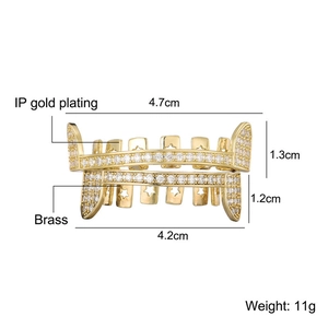 Hip hop vergulde grillz set met hol sterontwerp en zirkonia voor dames en heren
