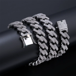 Iced Out Miami Cuban Link Halskette Für Herren Damen Hip Hop Kupfer Zirkonia Pavé Rhombus Gliederschmuck