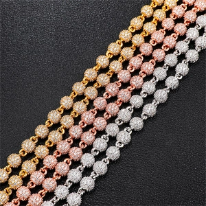 6mm disco bal ketting in goud rosegoud en zilver bezet met sprankelende zirkonia steentjes