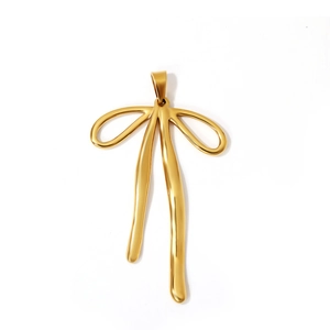 Polished 18K gold-plated stainless steel ribbon pendant with a minimalist design