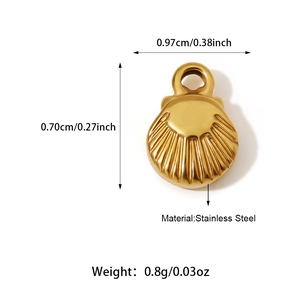 18K gold plated stainless steel shell pendant for DIY jewelry making 0.97cm