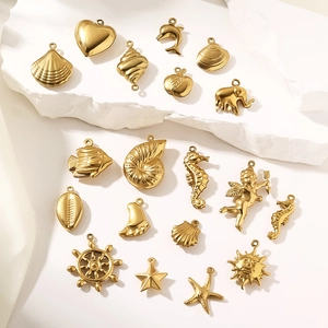 Golden stainless steel ocean theme DIY charms collection for jewelry making and crafts
