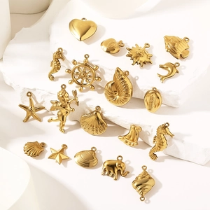 Golden ocean collection pendants made of stainless steel for DIY jewelry making