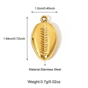 Gold stainless steel shell pendant dimensions and weight specifications for DIY jewelry