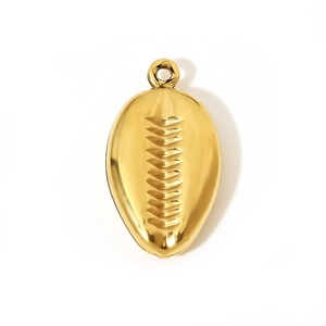 Golden sea series shell shaped pendant in polished stainless steel for jewelry making