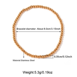 Specifiche dimensionali del bracciale elastico a sfere in acciaio placcato oro 18 carati