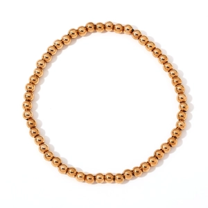Bracciale elastico a sfere in acciaio inossidabile placcato oro 18 carati lucido
